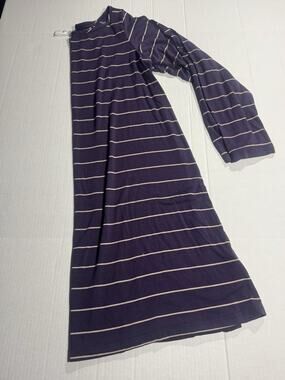 Yala Purple Striped Long Sleeve A-Line T-Shirt Dress Large